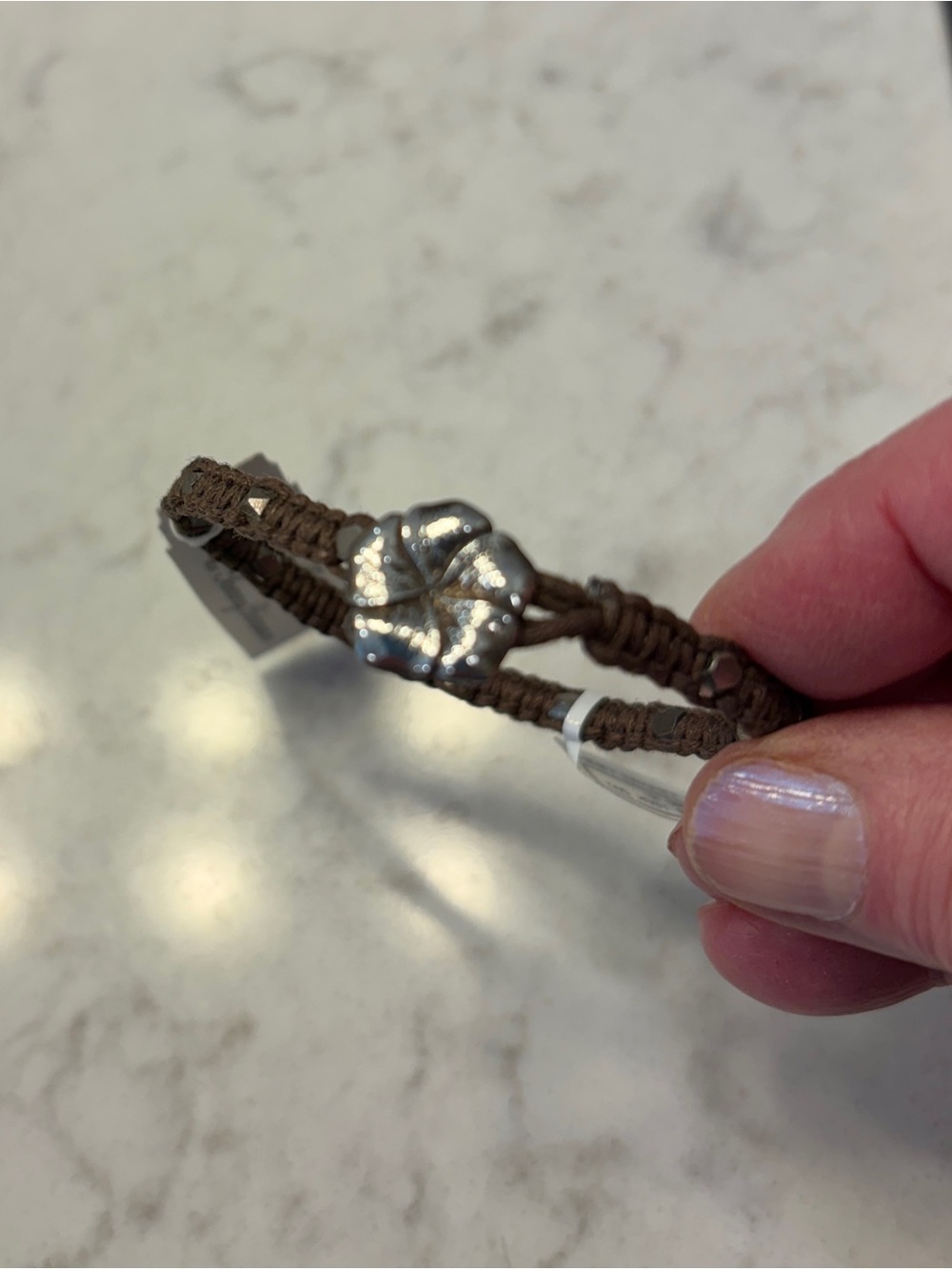 Lois Hill Tommy Bahama Brown Braided Bracelet with Sterling Silver Floral Accent